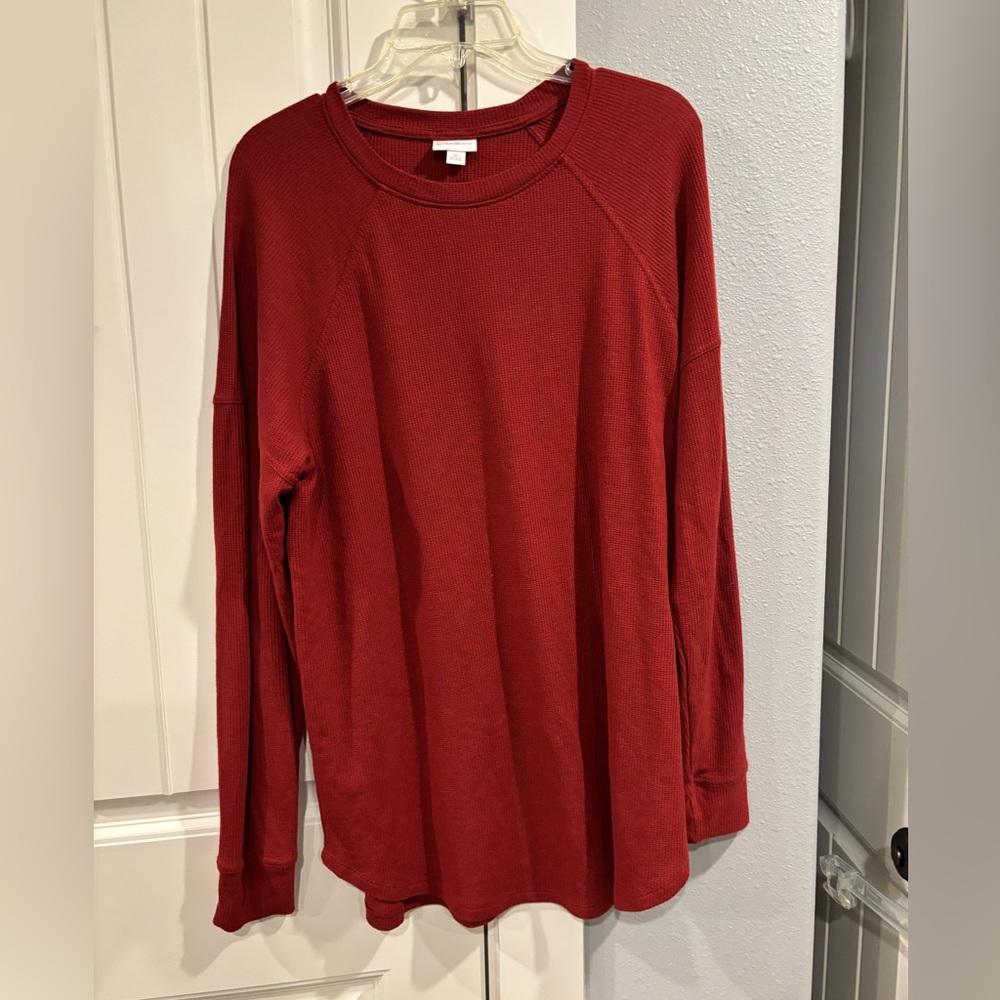 Lularoe long sleeve rust color thermo material top